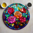 Roses Circular Glass Suncatcher Worktop Saver